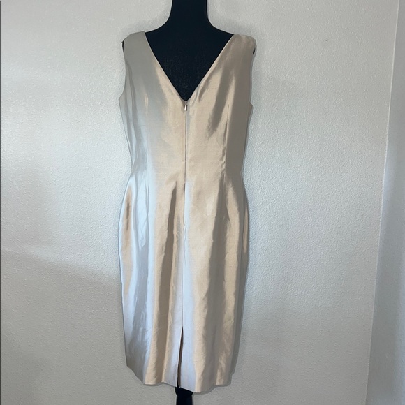 Gilad Set Embroidered Silk Button Front Jacket W/ Matching VNeck Dress Champagne - Picture 9 of 13